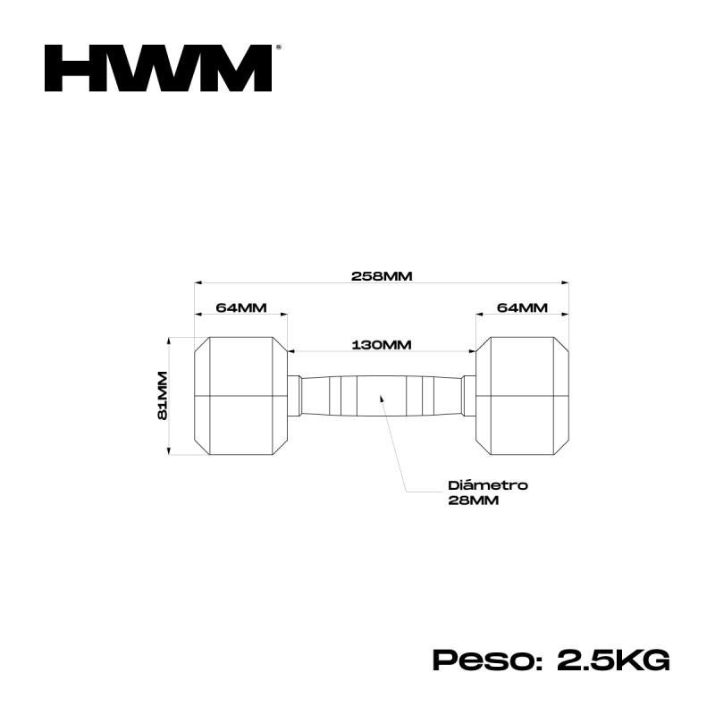 Par Mancuernas Hexagonales 2.5kg / HWM® — vista 6