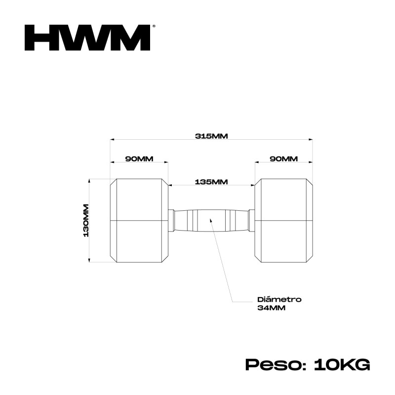 Par Mancuernas Hexagonales 10kg / HWM® — vista 6