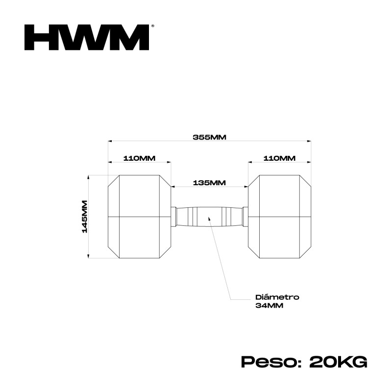 Par Mancuernas Hexagonales 20kg / HWM® — vista 6