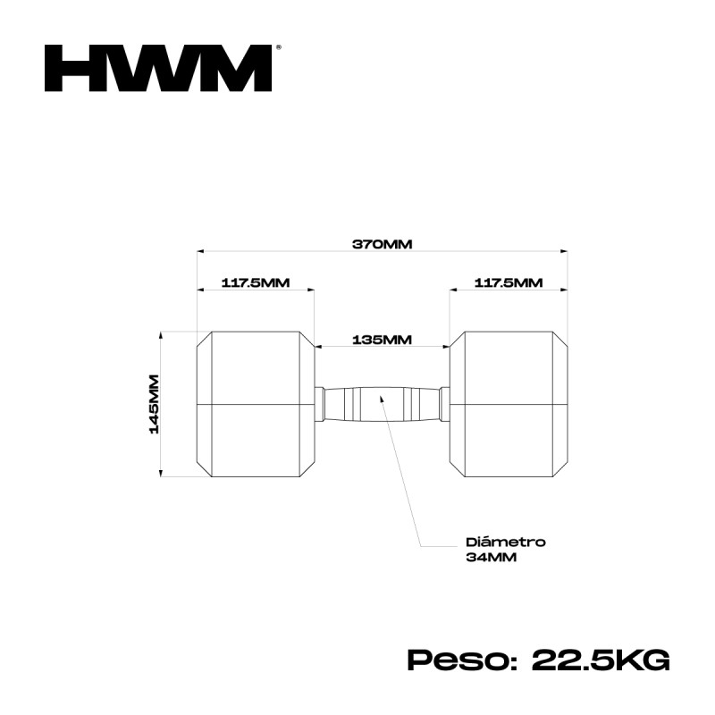 Par Mancuernas Hexagonales 22.5kg / HWM® — vista 6