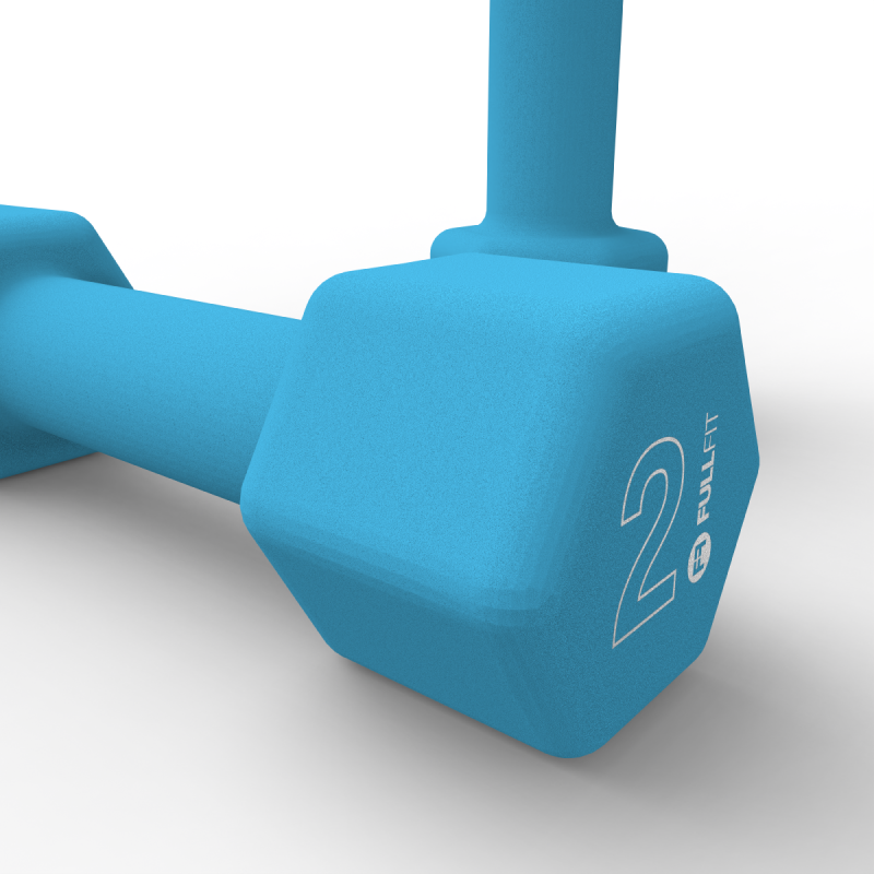 Par Mancuernas de Neopreno 2kg Celeste / FullFit — vista 3