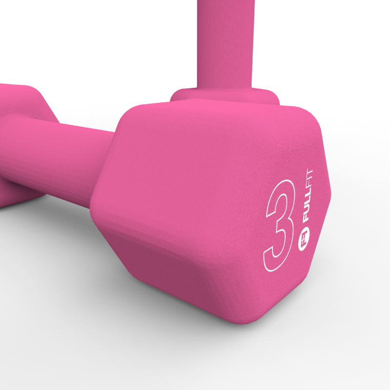 Par Mancuernas de Neopreno 3kg Rosado / FullFit — vista 3