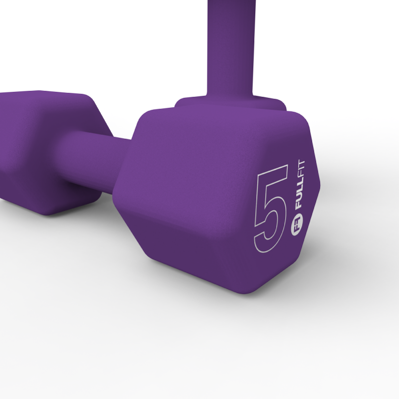 Par Mancuernas de Neopreno 5kg Morado / FullFit — vista 3