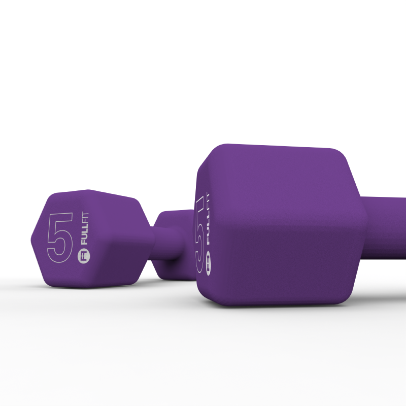 Par Mancuernas de Neopreno 5kg Morado / FullFit — vista 4