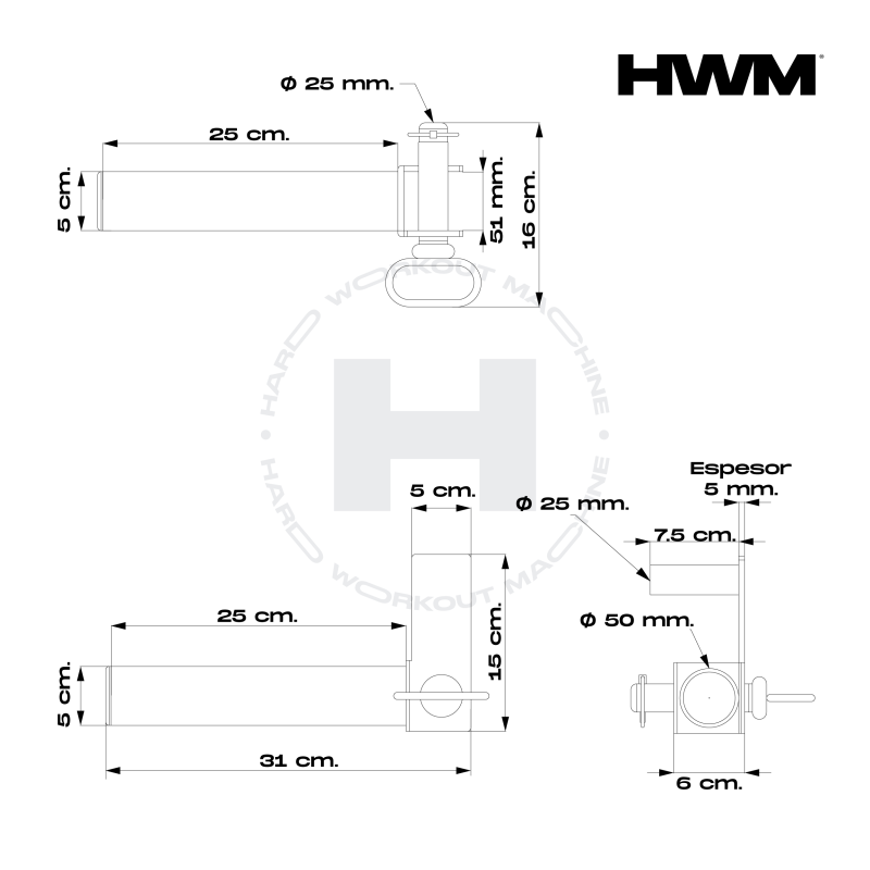 Par de Soportes Para Discos Olímpicos Accesorio Delta / HWM® — vista 6