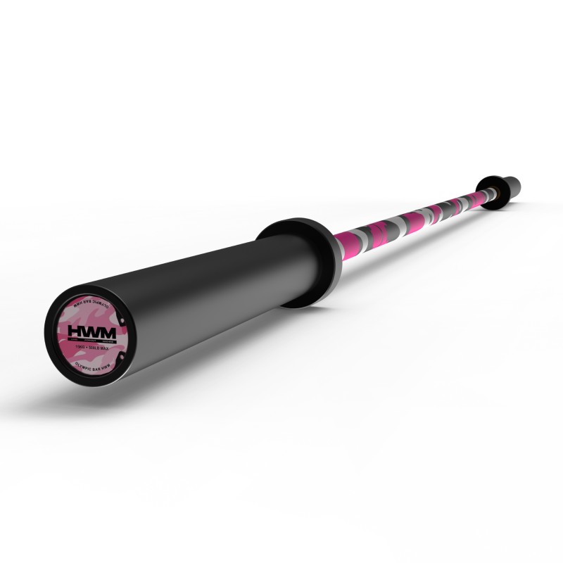 Barra Olímpica Cerakote Pink Camo 500lb 15kg / HWM — vista 2