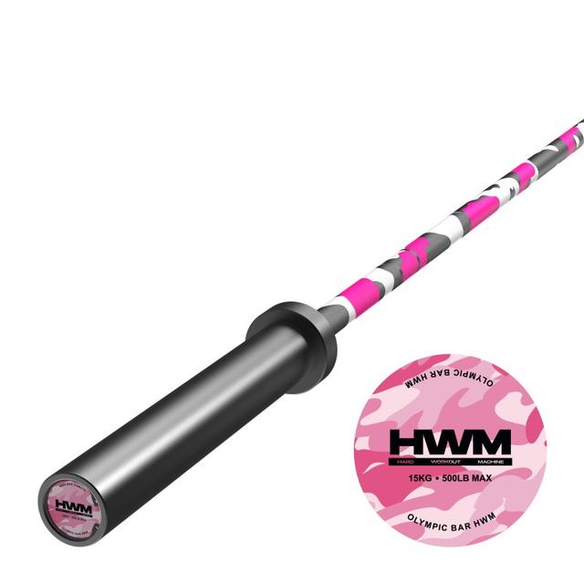 Barra Olímpica Cerakote Pink Camo 500lb 15kg / HWM