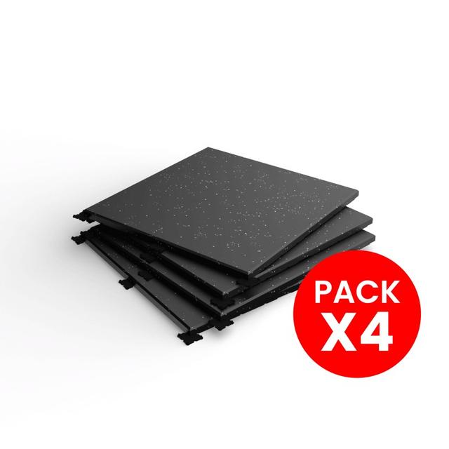 Pack 4 Pisos de Caucho Interlock 50x50cm x 20mm / Incluye Conectores